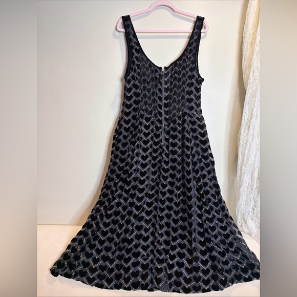Free People Freya Heart Velvet Midi Dress Charcoal Combo XL - Picture 7 of 7